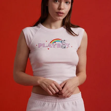 Rainbow Bunny Raglan Playboy T-Shirt